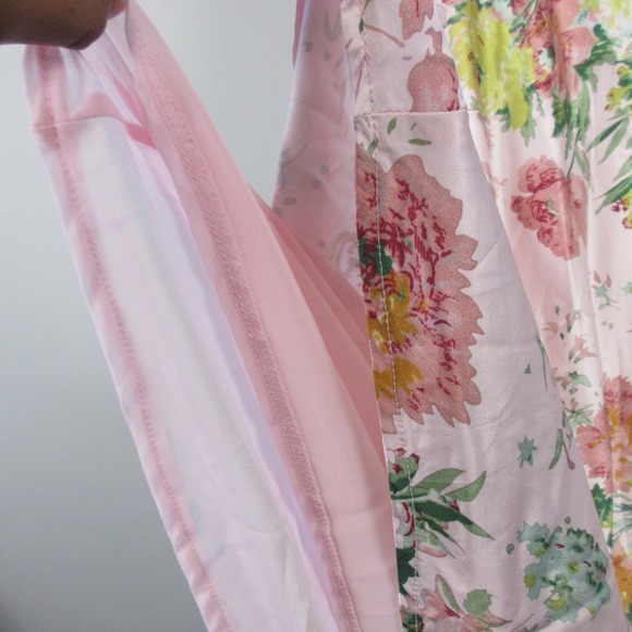 Petal + Pup Anabelle Halter Midi Dress M Pink Floral Satin Wedding Guest 312 - Picture 11 of 14